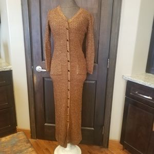 Vintage Bill Atkinson Metallic Copper Sweater Dress